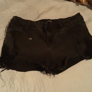 Blue embroidery detail shorts